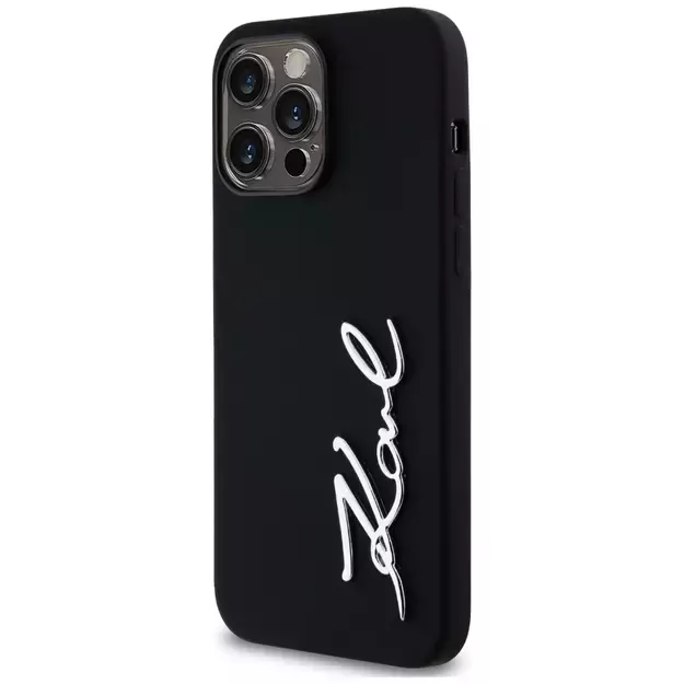 Karl Lagerfeld Silicone Metal Script Logo Case for iPhone 14 Pro Max Black 8
