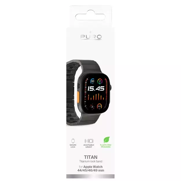 Puro TITAN Stainless Steel Apple Watch Band 42/44/45/49mm - Black 3