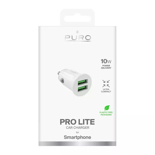 Puro Pro Lite Car Charger 2x USB-A 10W - White 2