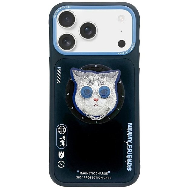Nimmy Glasses Cool Cat MagSafe Case for iPhone 17 - Black and Blue