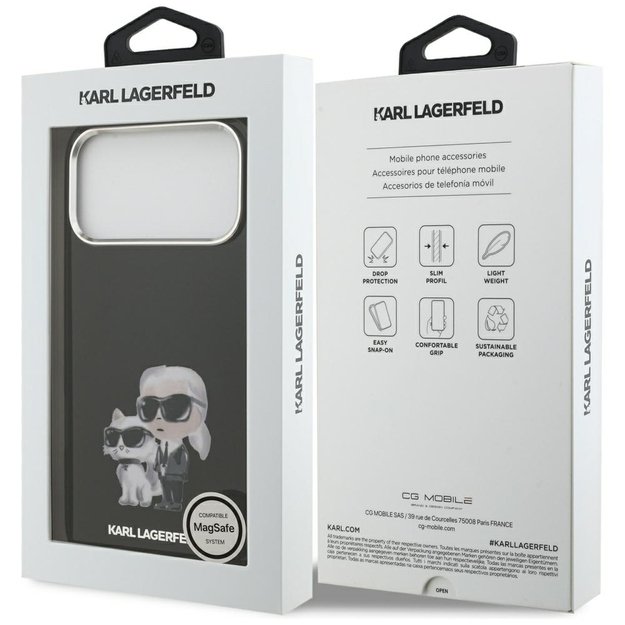 Karl Lagerfeld IML Aquarelle Karl &amp  Choupette &amp  Logo MagSafe Case for iPhone 17 Pro - Black 7