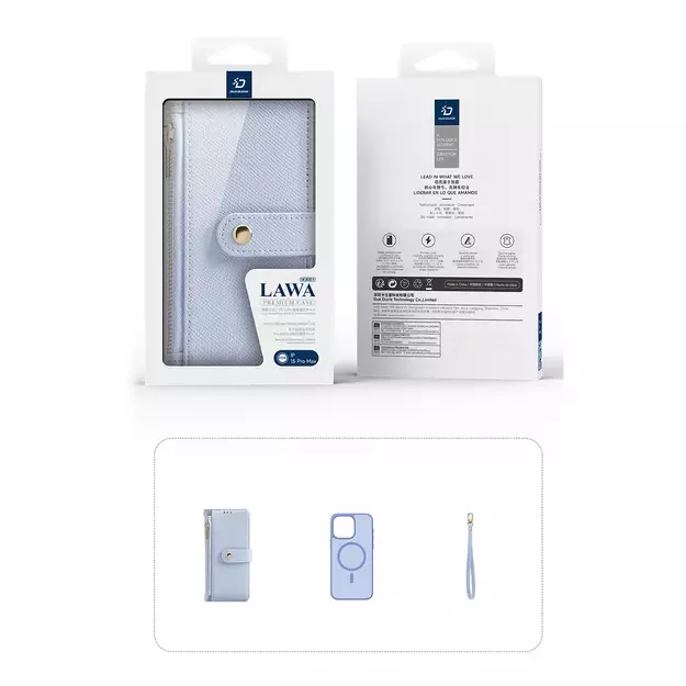 Dux Ducis Lawa Leather Case for iPhone 15 Pro Max - Blue 14