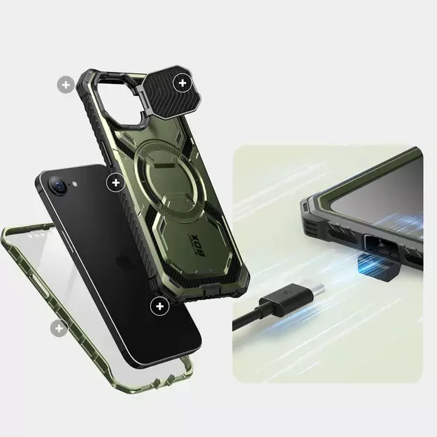 IBLSN Armorbox Mag MagSafe Supcase Case for iPhone 16e - olive 7