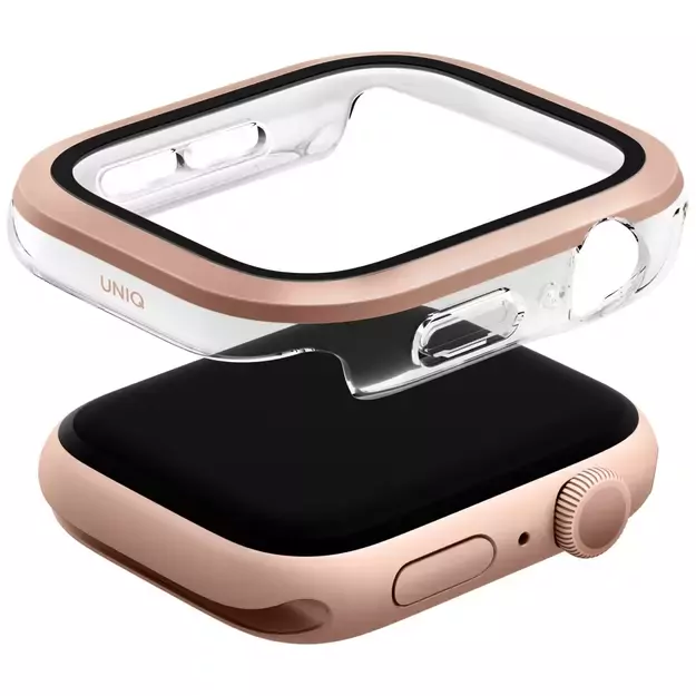 Uniq Voute Tempered Glass Case for Apple Watch 10 46mm - Rose Gold 5