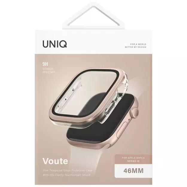 Uniq Voute Tempered Glass Case for Apple Watch 10 46mm - Rose Gold 8