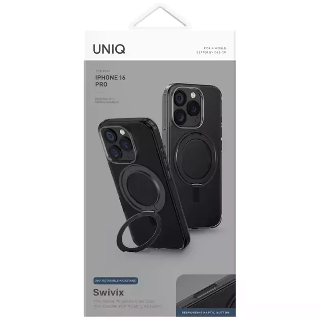 Uniq Swivix 360 Rotating Kickstand Case for iPhone 16 Pro - Black 3