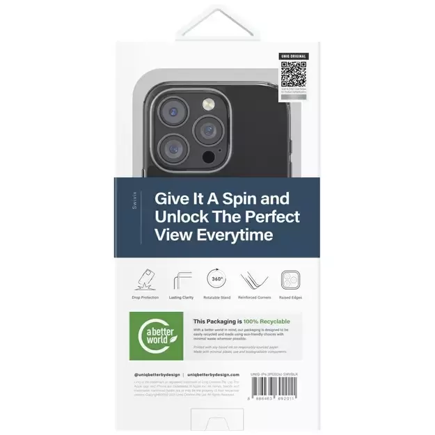 Uniq Swivix 360 Rotating Kickstand Case for iPhone 16 Pro - Black 4