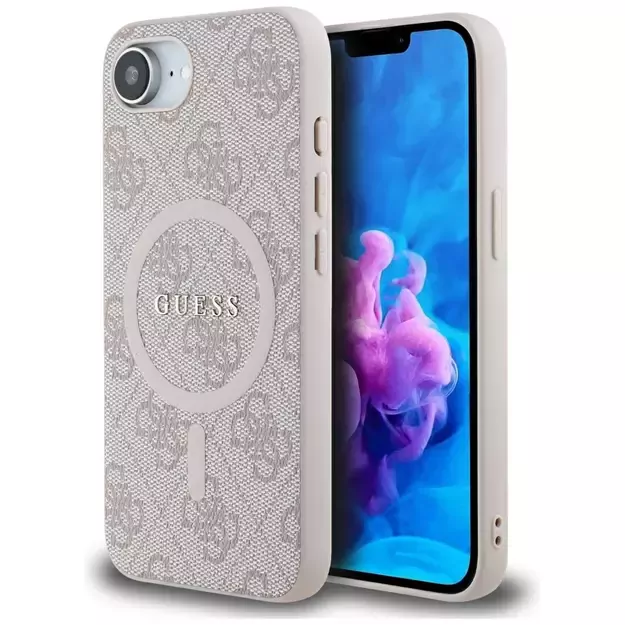 Guess 4G Ring Classic Logo MagSafe iPhone 16e Case - Pink