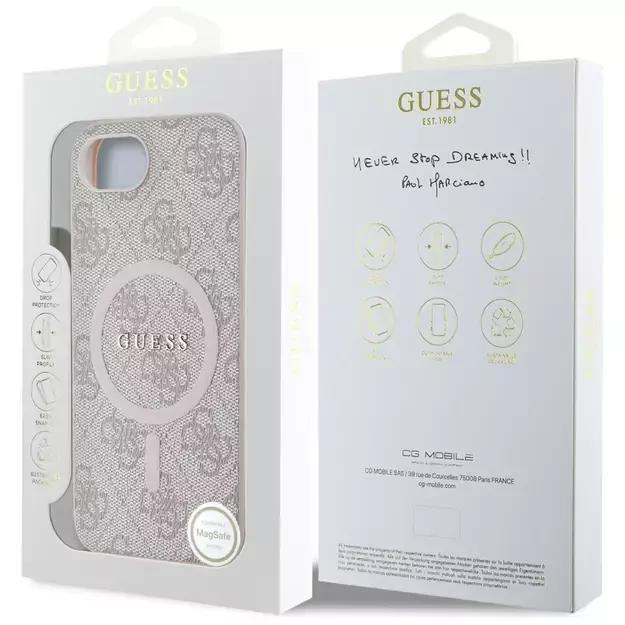 Guess 4G Ring Classic Logo MagSafe iPhone 16e Case - Pink 7