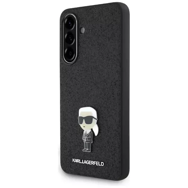 Karl Lagerfeld Fixed Glitter Ikonik Logo Metal Pin Case for Samsung Galaxy A56 - Black