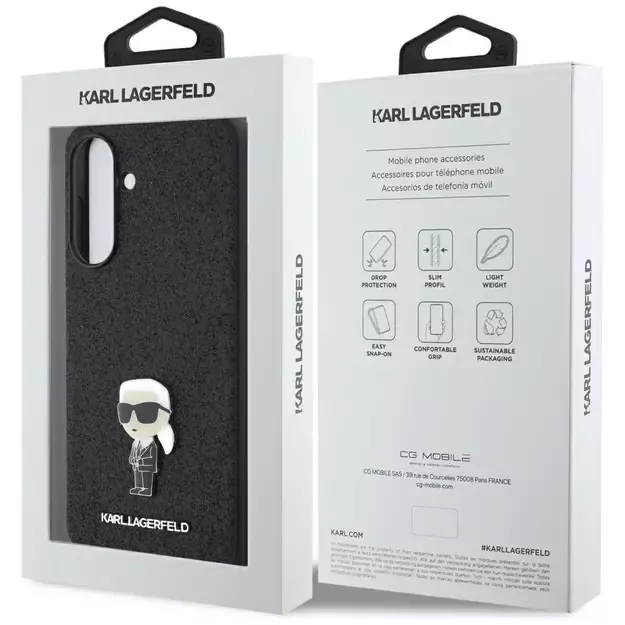 Karl Lagerfeld Fixed Glitter Ikonik Logo Metal Pin Case for Samsung Galaxy A56 - Black 8