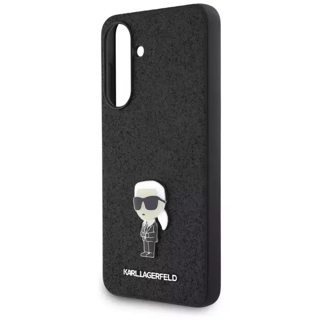 Karl Lagerfeld Fixed Glitter Ikonik Logo Metal Pin Case for Samsung Galaxy A56 - Black 6