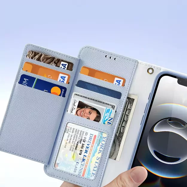 Dux Ducis Lawa iPhone 16e Leather Case with Detachable Magnetic Wallet - Blue 7