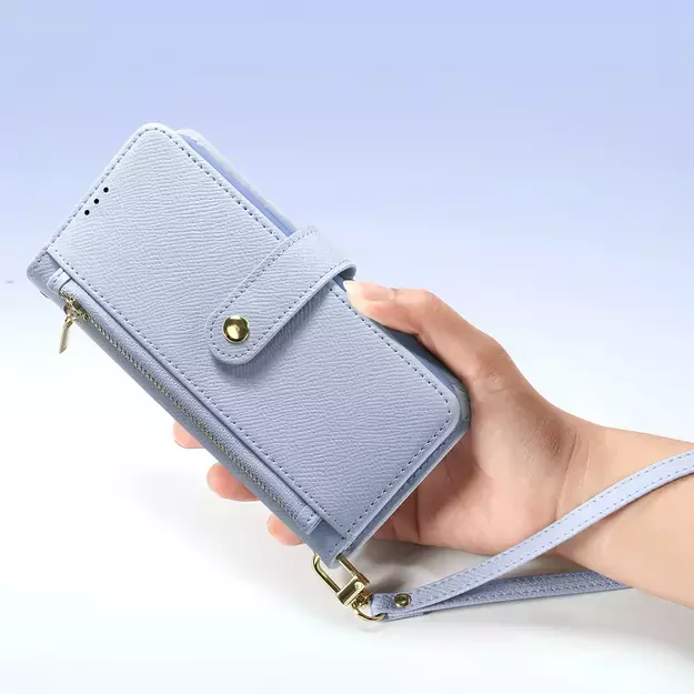 Dux Ducis Lawa iPhone 16e Leather Case with Detachable Magnetic Wallet - Blue 11