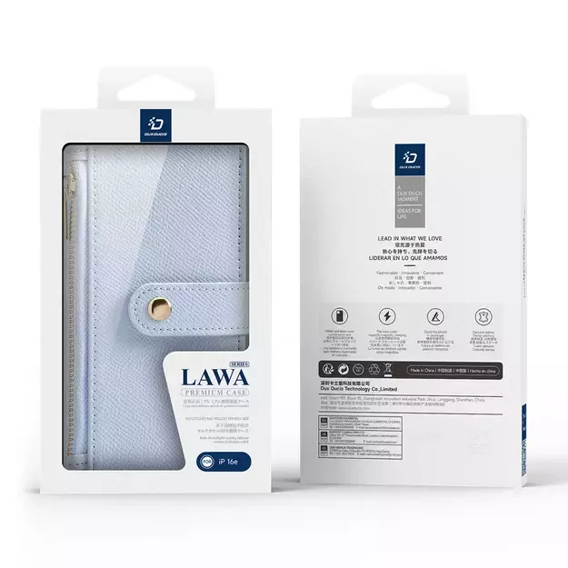 Dux Ducis Lawa iPhone 16e Leather Case with Detachable Magnetic Wallet - Blue 12