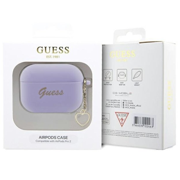 Guess GUAP2LSCHSU AirPods Pro 2 cover purple/purple Silicone Charm Heart Collection 6