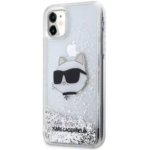 Karl Lagerfeld KLHCN61LNCHCS iPhone 11/ XR silver/silver hardcase Glitter Choupette Head 1