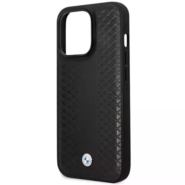 Case BMW BMHMP14X22RFGK iPhone 14 Pro Max 6.7&quot  black/black Leather Diamond Pattern MagSafe 5