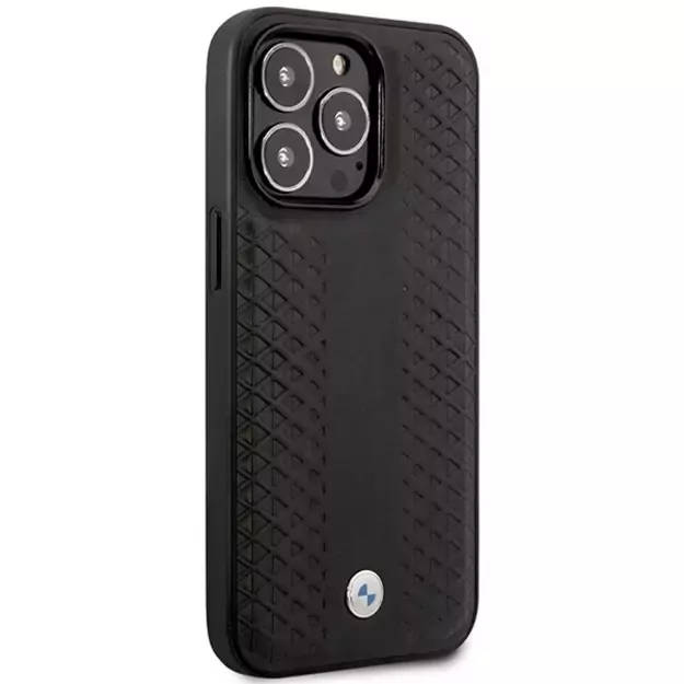 Case BMW BMHMP14X22RFGK iPhone 14 Pro Max 6.7&quot  black/black Leather Diamond Pattern MagSafe 3