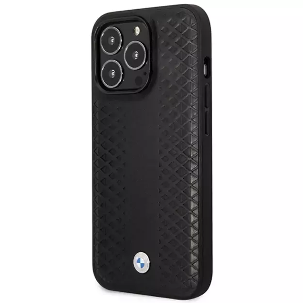 Case BMW BMHMP14X22RFGK iPhone 14 Pro Max 6.7&quot  black/black Leather Diamond Pattern MagSafe 1