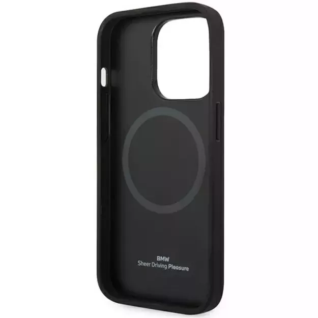 Case BMW BMHMP14X22RFGK iPhone 14 Pro Max 6.7&quot  black/black Leather Diamond Pattern MagSafe 6