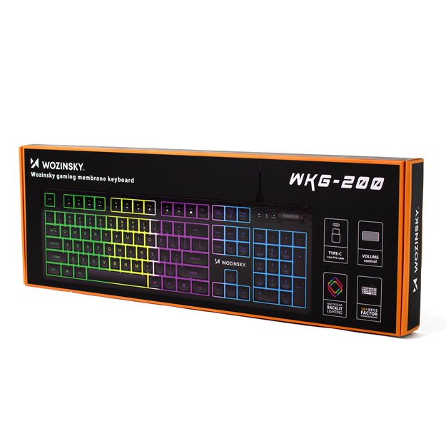 Wozinsky WKG-200 rainbow membrane gaming keyboard with scroll wheel - black 9