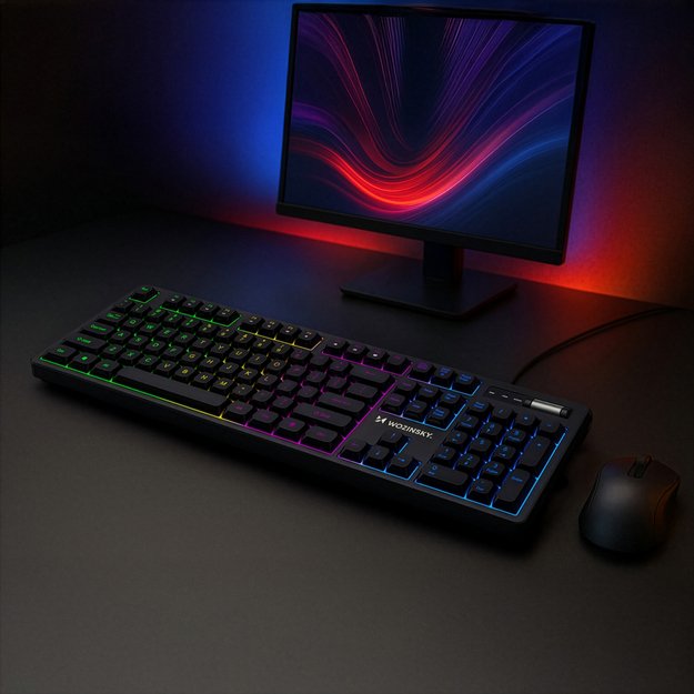 Wozinsky WKG-200 rainbow membrane gaming keyboard with scroll wheel - black 8
