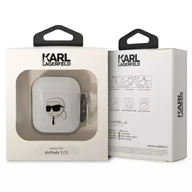 Karl Lagerfeld KLA2HNIKTCT AirPods 1/2 cover transparent Karl`s Head 2
