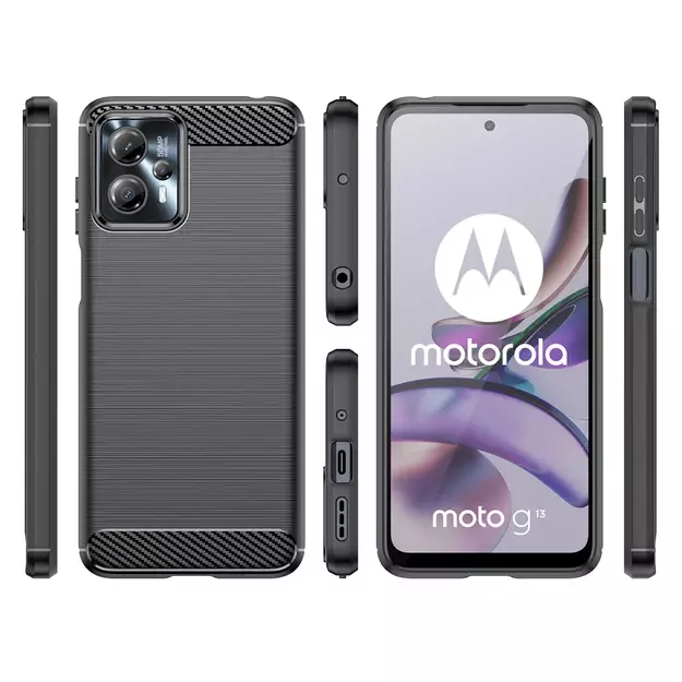 Carbon Case for Motorola Moto G53 / G13 flexible silicone carbon cover black 1