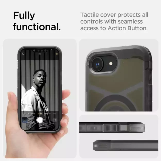 Spigen Tough Armor MagSafe iPhone 16e Case - Clear Gray 31