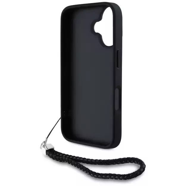 Karl Lagerfeld Quilted Initial Logo &amp  Chain Strap iPhone 16 Case - Black 5