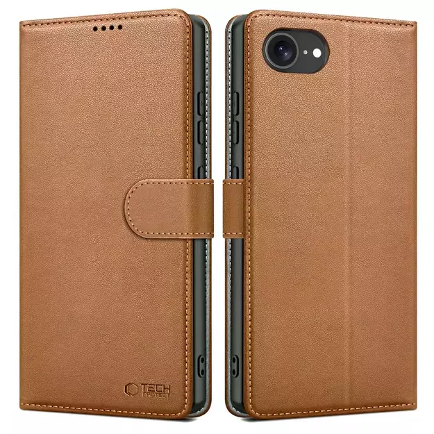 Tech-Protect Wallet Case for iPhone 16e - Brown