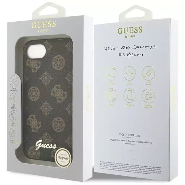 Guess Peony Script Logo MagSafe iPhone 16e Case Black 7