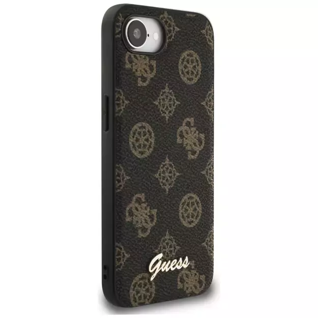 Guess Peony Script Logo MagSafe iPhone 16e Case Black 3