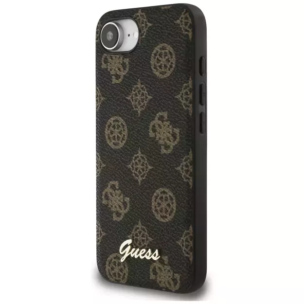 Guess Peony Script Logo MagSafe iPhone 16e Case Black 1