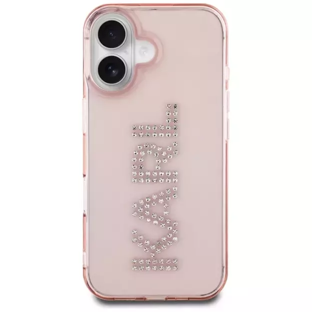 Karl Lagerfeld IML Rhinestones Logo iPhone 16 Case - Pink 2