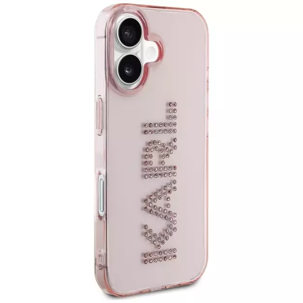Karl Lagerfeld IML Rhinestones Logo iPhone 16 Case - Pink 3