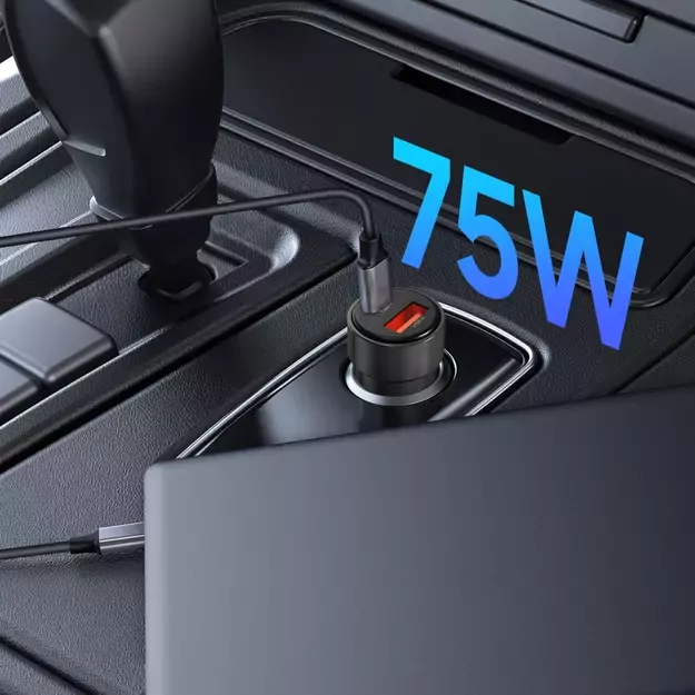 CC03 2-port PD75W car charger - black 4