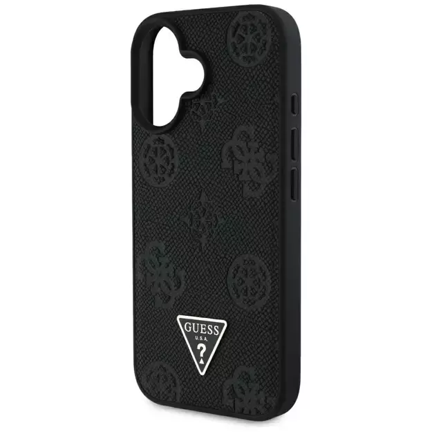 Guess Grained Hot Stamp Peony Triangle Logo MagSafe Case for iPhone 16 - Black 4