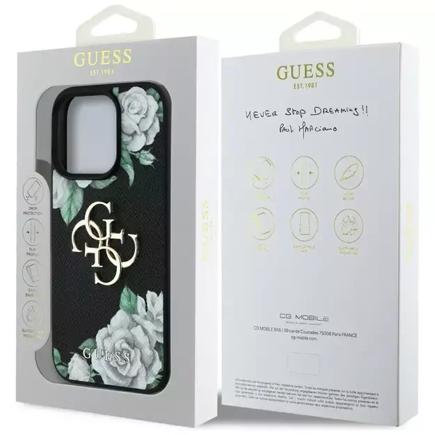 Guess Grained Roses Big 4G logo iPhone 16 Pro case - black 7