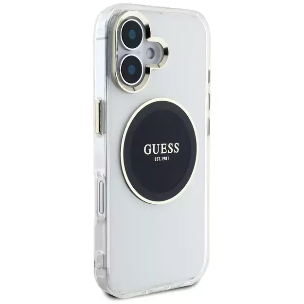 Guess IML Metal Colored Circle Classic Logo MagSafe case for iPhone 16 - black 3