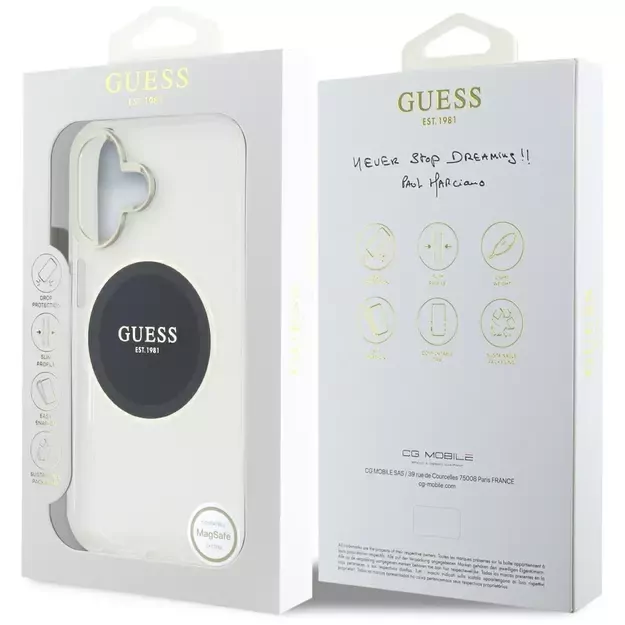 Guess IML Metal Colored Circle Classic Logo MagSafe case for iPhone 16 - black 7