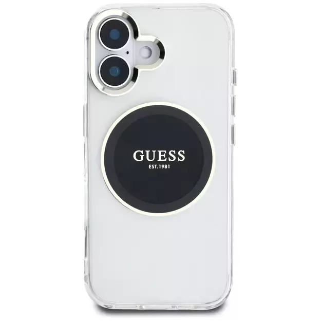 Guess IML Metal Colored Circle Classic Logo MagSafe case for iPhone 16 - black 2
