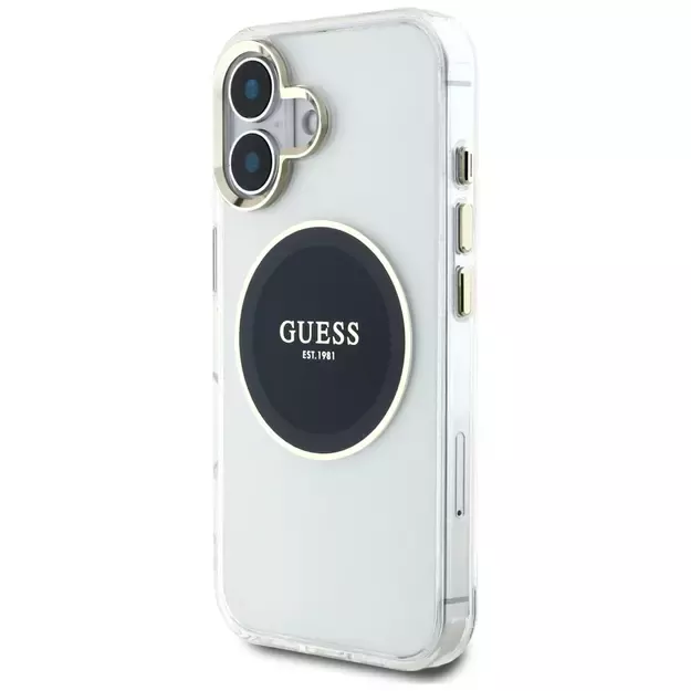 Guess IML Metal Colored Circle Classic Logo MagSafe case for iPhone 16 - black 1