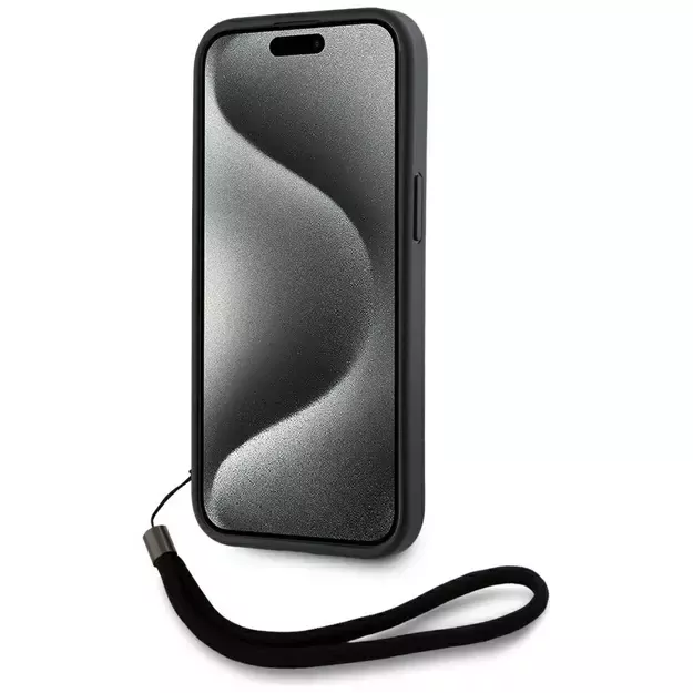 Karl Lagerfeld Saffiano Athleisure Stripes Cord iPhone 15 Case - Pink 3
