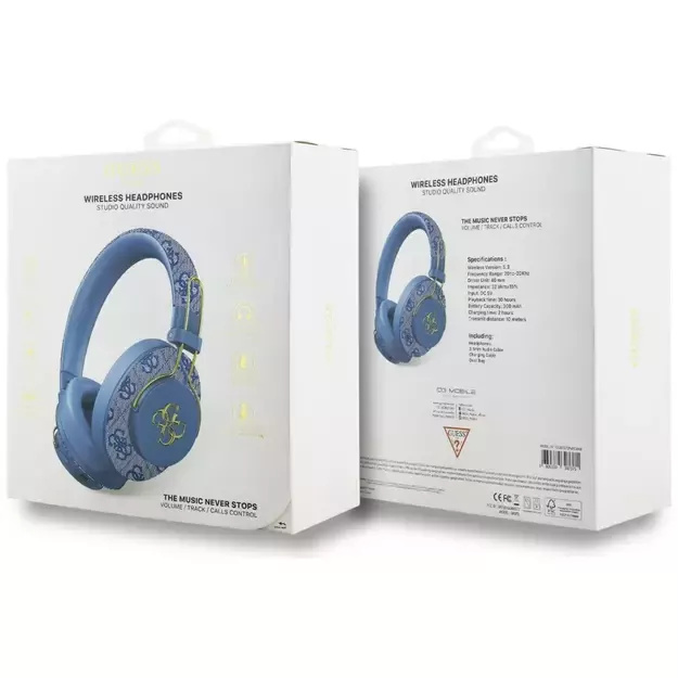 Guess ENC Metal 4G Logo Over-Ear Headphones - Blue 4