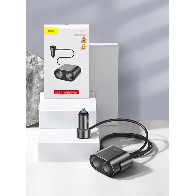 Baseus CRDYQ-01 splitter 2x cigarette lighter socket 80W 2x USB-A 3.1A - black 18