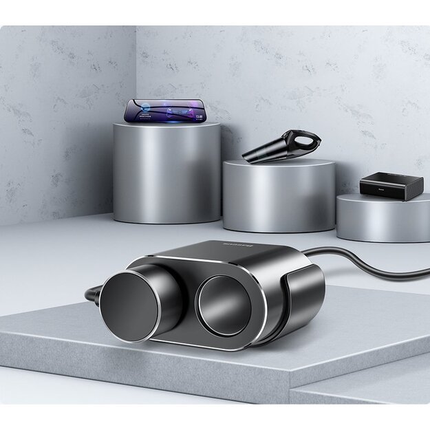 Baseus CRDYQ-01 splitter 2x cigarette lighter socket 80W 2x USB-A 3.1A - black 12