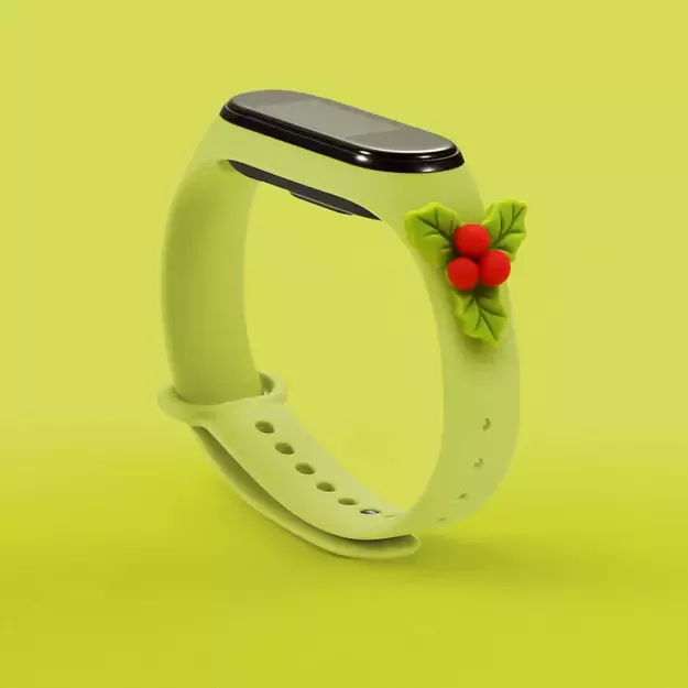 Strap Xmas for Xiaomi Mi Band 3 / 4 Christmas Silicone Strap Bracelet with Holly - Green 1