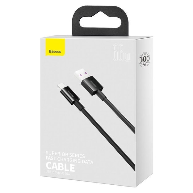 Baseus Superior USB - USB Typ C fast charging data cable 66 W (11 V / 6 A) Huawei SuperCharge SCP 1 m black (CATYS-01) 4